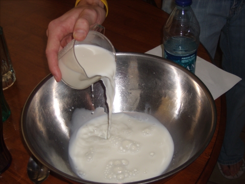 Milk in Mixing Bowl