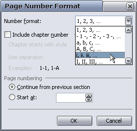 Word For Mac Page Numbers: Roman Numerals Then Arabic Numerals