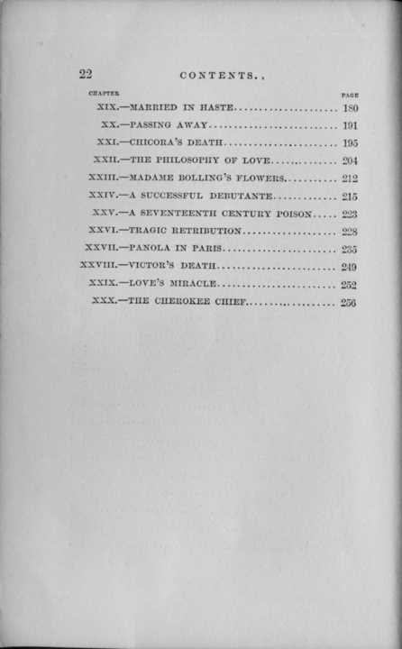 Page two of table of contents for Sarah A. Dorsey's Panola.