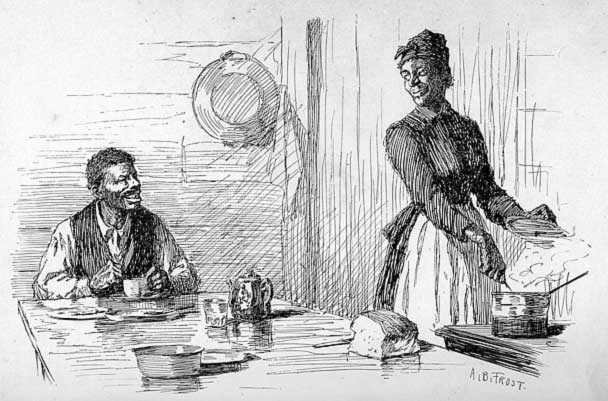 A SURPRISED AND SMILING MAN WAS SITTING AT HER
  POLISHED KITCHEN TABLE