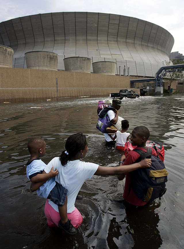 The Superdome after Katrina,
          August 2005.