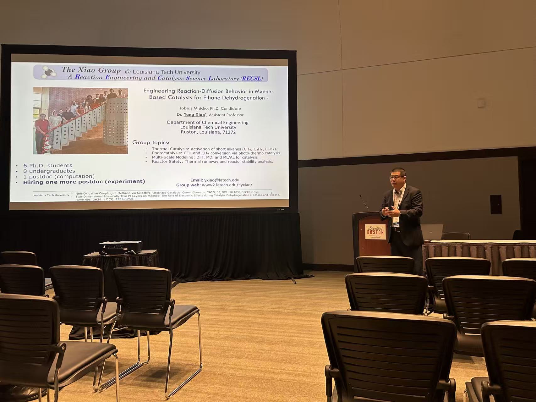 Dr. Xiao presenting at AIChE2025