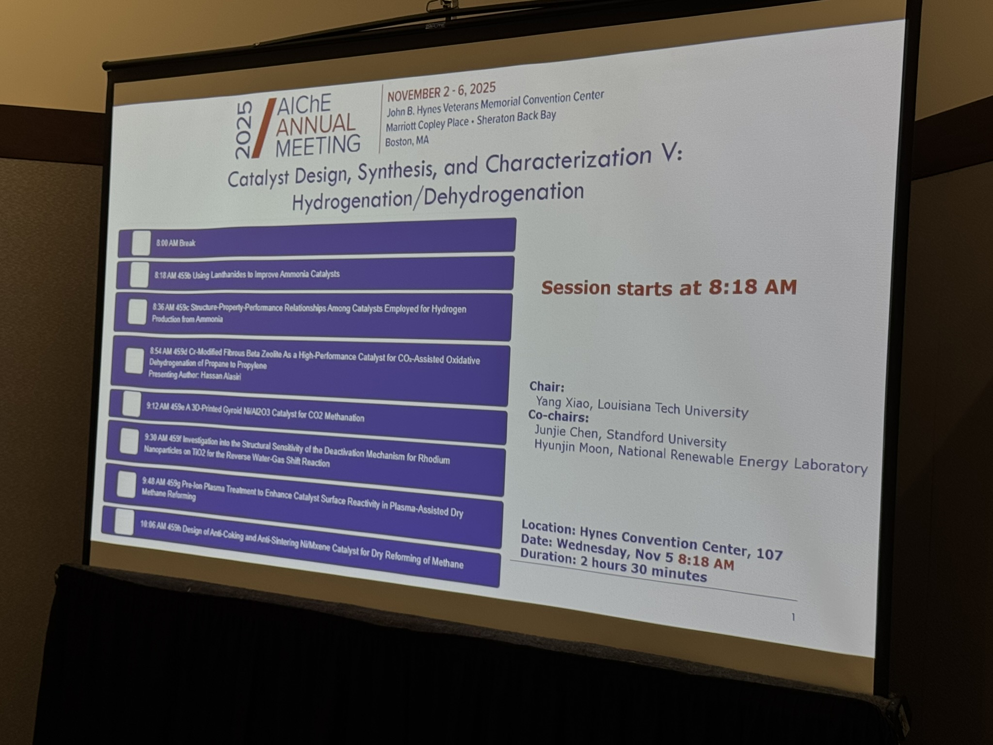 Dr. Xiao chairing at AIChE2025