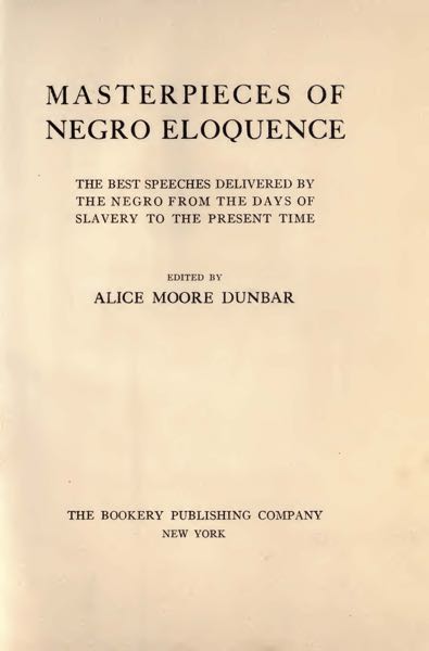 Title Page of Masterpieces of Negro Eloquence