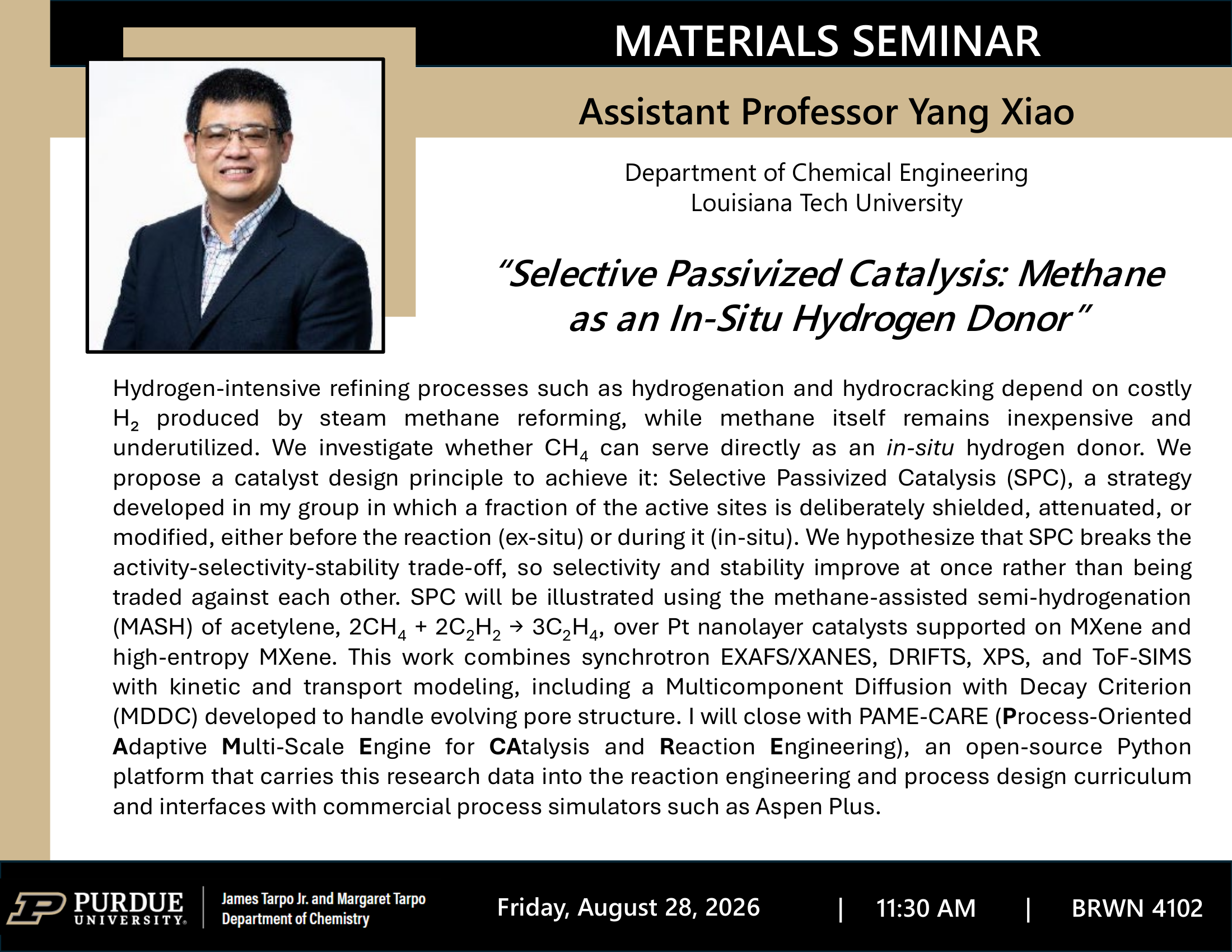 Dr. Xiao Purdue University Research Seminar